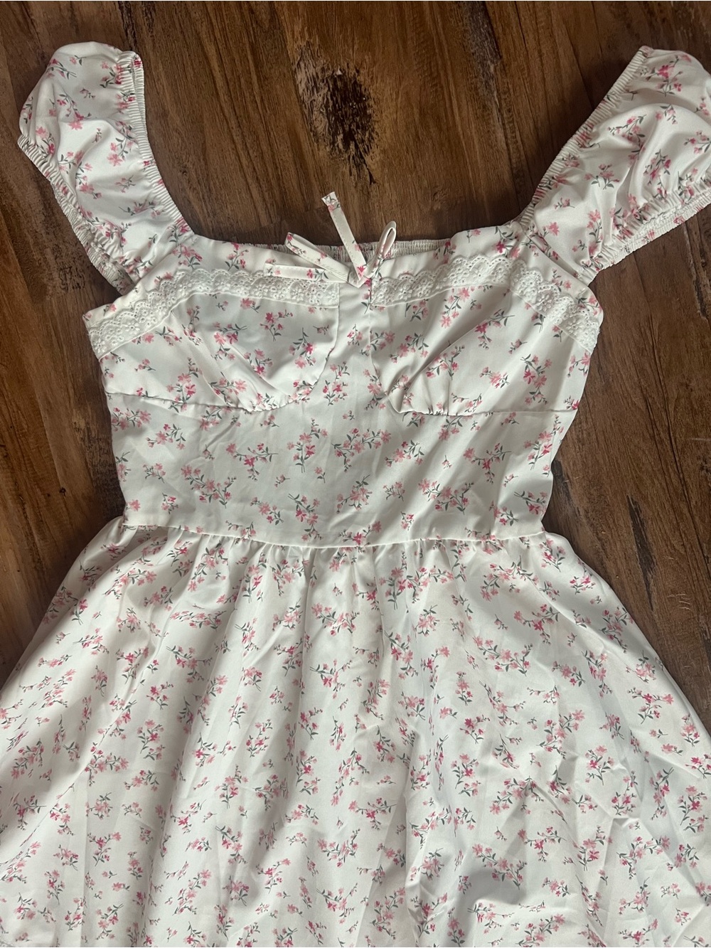 SHEIN White Floral Lace-Trim Minidress